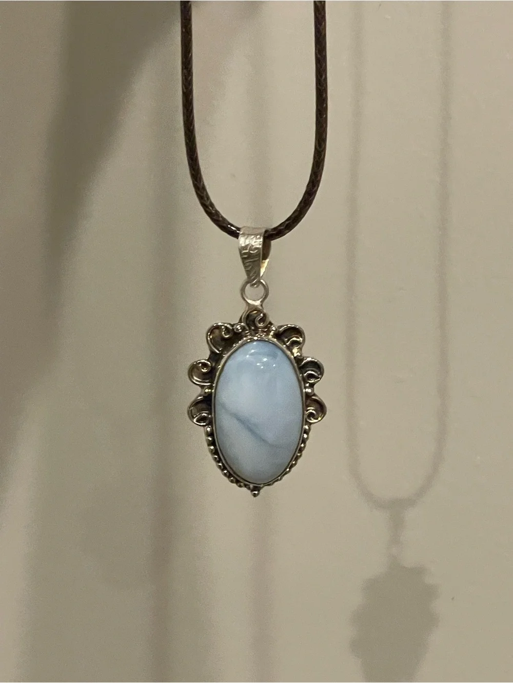 925 Sterling Silver Blue Agate Crystal pendant